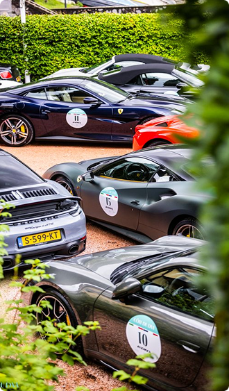 Supercars lined up on the road